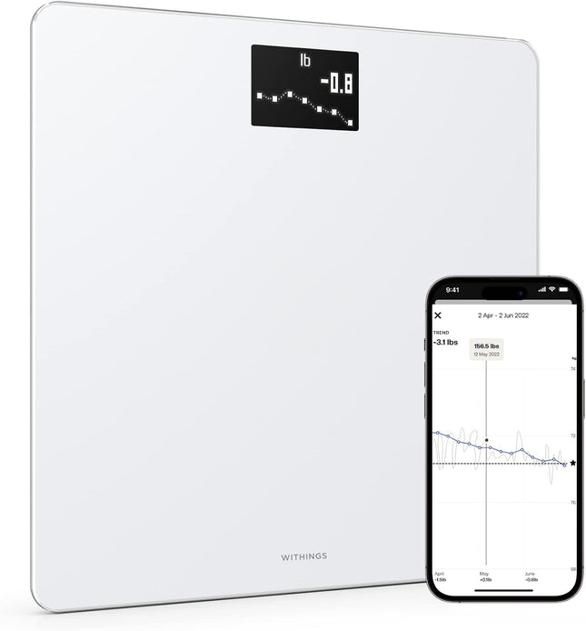 Withings Body Smart Wi-Fi Digital Scale with Weight & BMI Display, HealthMate App Sync, 8 User Profiles