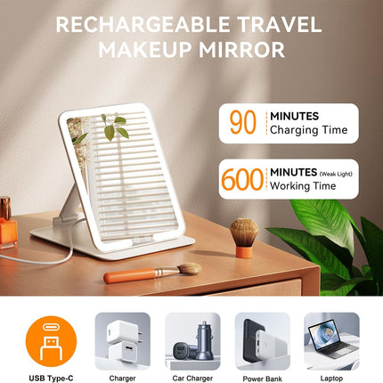 Auxmir Rechargeable Travel Makeup Mirror, Portable Travel Lighted Makeup Mirror