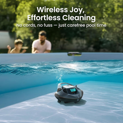 AIPER Seagull SE Cordless Robotic Pool Cleaner, 90 Minute Runtime with Dual Drive Motors, LED Indicators and Self-Parking, Grey