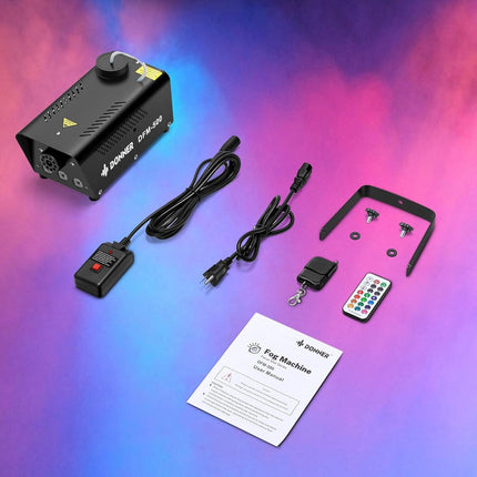 Donner DFM-500 500W Fog Machine with Controllable RGB LED Lights, DJ Smoke Machi
