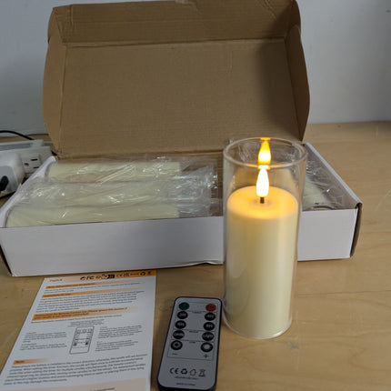 Yeelida Acrylic Flameless Flickering Candles with Remote Control and Timer, Batt