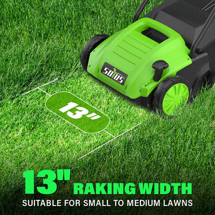 SOYUS Electric Dethatcher and Scarifier with 30L Collection Bag, 13-Inch 12 Amp