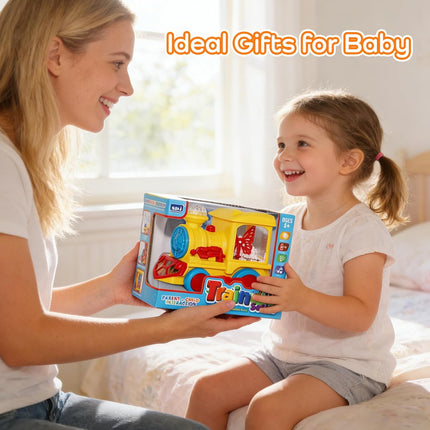 Light Up Train Toy for Toddlers, Transparent Car Toy for Kids with Cool Light an