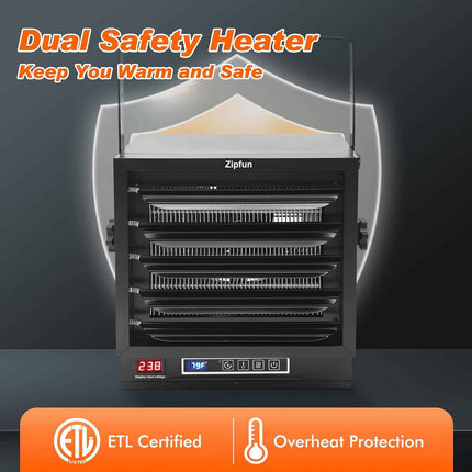 10000W Electric Garage Heater, 240v/60Hz Digital Fan-Forced Ceiling/Wall Mount S