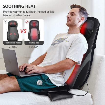 Snailax Shiatsu Back Massager With Heat - Deep Kneading Chair Pad, Adjustable In
