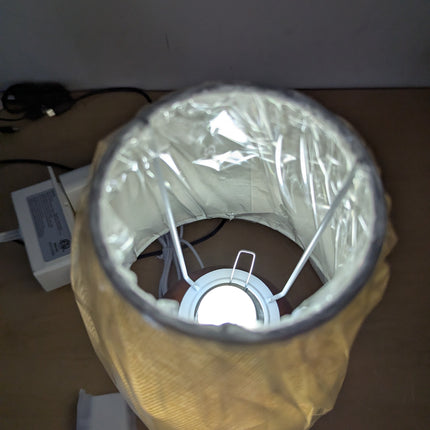 vintage wooden table lamp usb for home office (flax yellow)