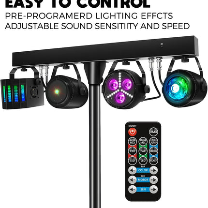 Telbum DJ Lights with Stand, Party Bar Gig Lighting Package with Carry Bag, Soun