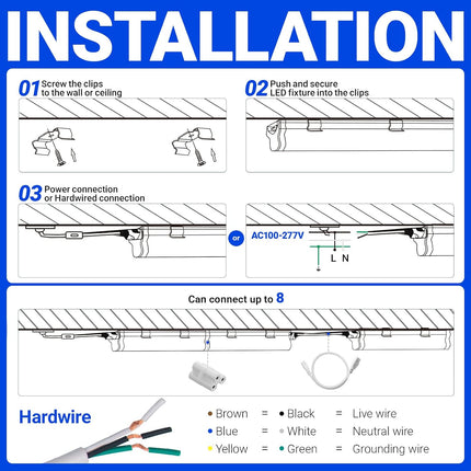 Barrina T5 LED Shop Light 12 Pack, 4 ft 20W 2200 Lumens 6500K Linkable Ceiling Lights for Garage & Shop