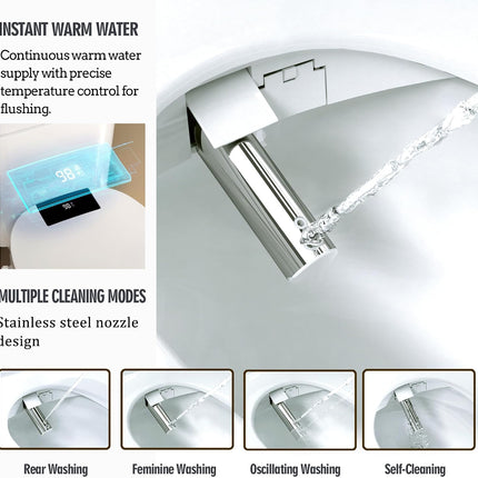 WLJBIDET O80KR Round Bidet Toilet Seat with Warm Water Wash & Air Drying, Heated Seat, Remote & Nightlight