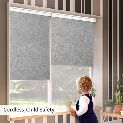 GENIMO 100% Blackout Roller Window Shades, Window Blinds Cordless with Thermal I