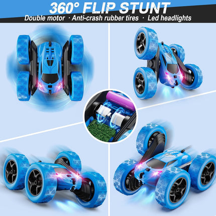QUNREDA Remote Control Car for Kids Ages 6+, RC Cars Stunt Car Toy 4WD Double Si