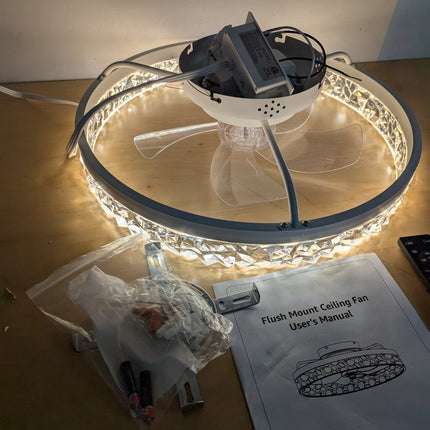 LEDIARY 20" Modern Ceiling Fans with Lights and Remote, Dimmable Low Profile Cei