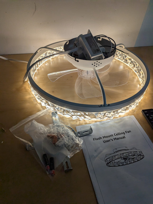 LEDIARY 20" Modern Ceiling Fans with Lights and Remote, Dimmable Low Profile Cei