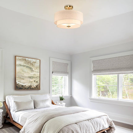 (INCOMPLETE) XiNBEi 16 Inch Semi Flush Mount Ceiling Light, 3-Light Brass