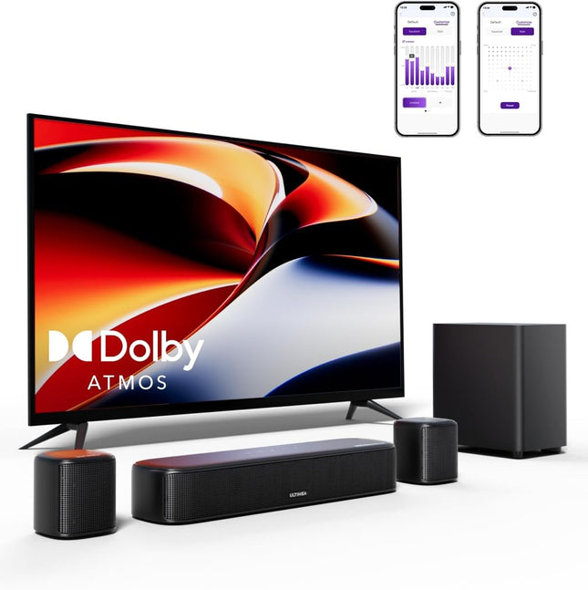ULTIMEA 5.1ch Sound Bar with Dolby Atmos, Surround Sound System for TV, App Cont
