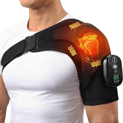 YUANBO Cordless Heated Shoulder Massager, Portable Shoulder Brace Heating Pad wi