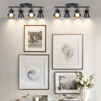 KEESFU 4-Light Track Lighting Kit, Black Semi Flush Mount Ceiling Light