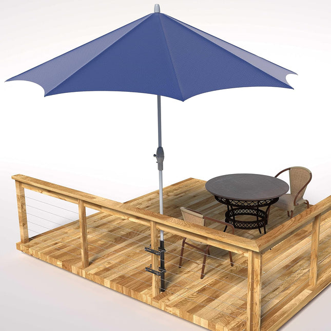 Deck Man Patio Table/Offset Umbrella Railing Holder, Stainless Steel Outdoor Umb