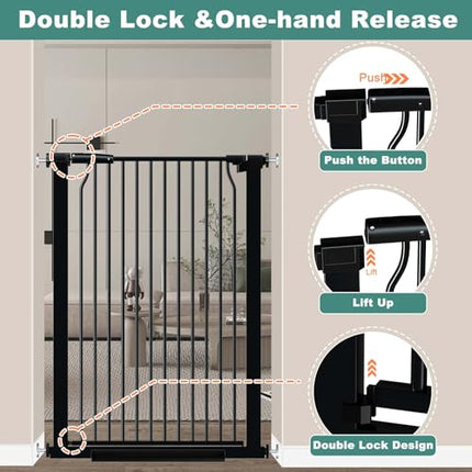 40.5" Extra Tall Baby Gate, 29.6"-32.5" Extra Wide Dog Pet Gate Pressure Mounted