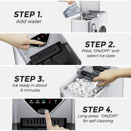 Ice Maker, Self-Cleaning Ice Machine Countertop, 26lbs in 24 Hrs Counter top Ice