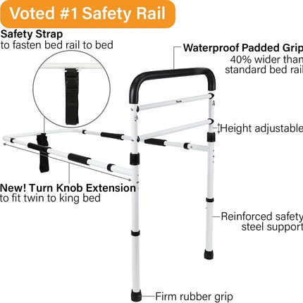 Adjustable bed rail from Vaunn, ASTM certified, sturdy steel frame, slip-resista