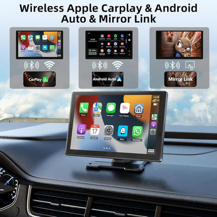 9'' Carplay Screen for Car, Wireless Carplay & Android Auto, Portable Carplay Sc