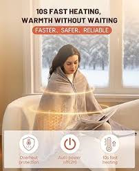 FREEHILL Heated Blanket Battery Operated, 9V Portable Cordless Heated Blanket We