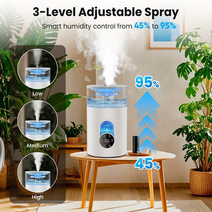 Humidifiers for Bedroom Large Room Home - GloryAir 6L Quiet Top Fill Cool & Warm