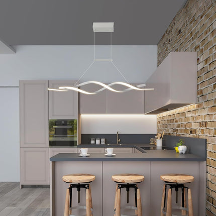 Jaycomey Modern Pendant Light, Dimmable LED Chandelier with Remote Control,Wave