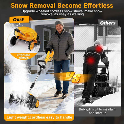 17-Inch Cordless Snow Shovel with Wheels, 9000mAh Brushless Electric Snow Blower