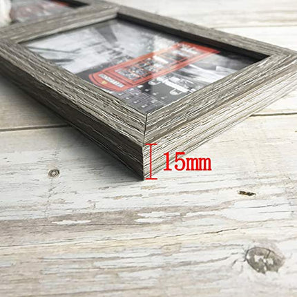 Amazing Roo 4x6 Hanging Triple Picture Frames Set of 2, Vertical Collage Rustic