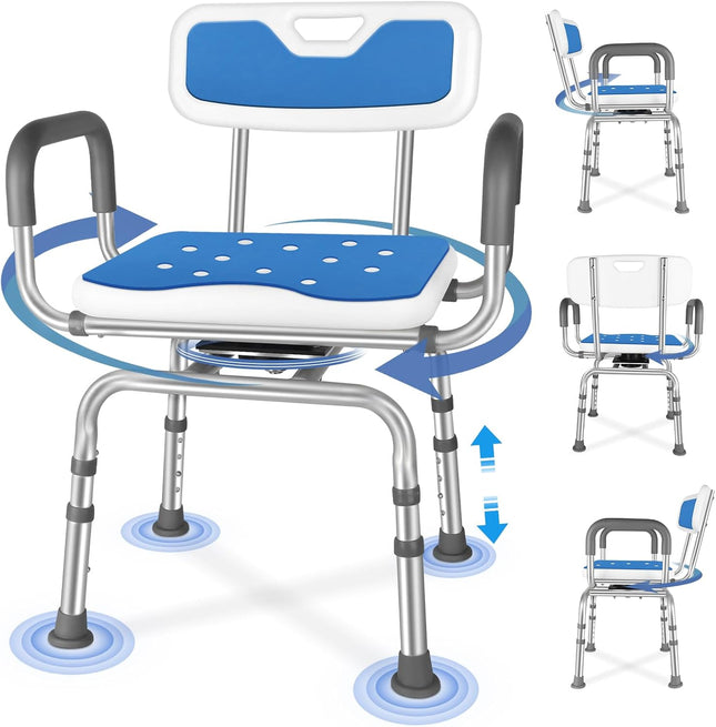 Jhkopqe Swivel Shower Chair Height Adjustable Swivel Shower Chair for Inside Sho