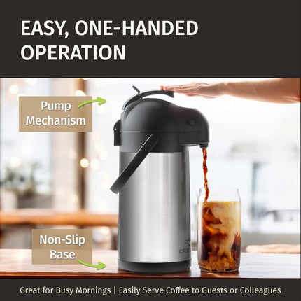 Thermal Coffee Carafe 74Oz, Keeps Coffee Hot for 12Hrs & Cold for 24Hrs, Stainle