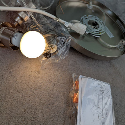 JAZAVA Globe Cluster Pendant Light, 3-Light Hanging Light Fixture with Brushed N