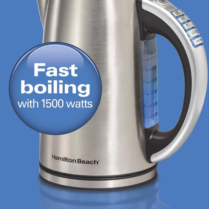 Hamilton Beach Variable Temperature Electric Kettle, 1.7 L, 1500W, 6 Presets, Ke