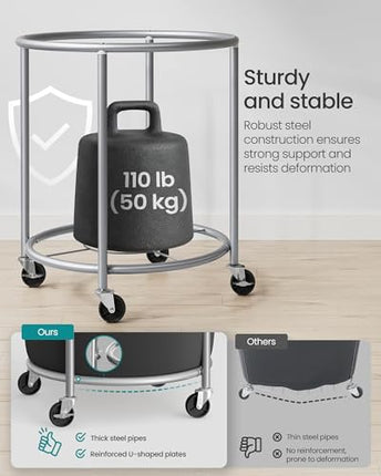 SONGMICS 50.2-Gallon (190 L) Laundry Basket with Wheels, Rolling Round Heavy-Dut