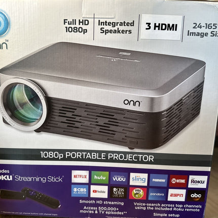 Projector with Streaming Services ONN 1080p Portable