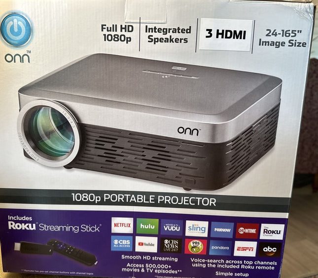 Projector with Streaming Services ONN 1080p Portable