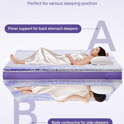 ChiXpace Dual Layer 4 Inch Memory Foam Mattress Topper Queen - 2 Inch Gel Memory