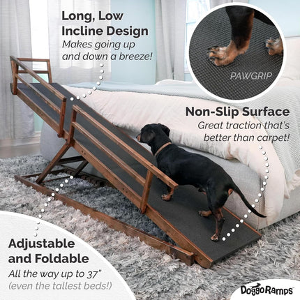 DoggoRamps Dog Ramp for Bed - Adjustable Dog Ramp for High Beds up to 37" Tall w