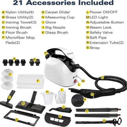 Steam Cleaner, Multipurpose PowerfulSteamer with 21 Accessories, PortableHandhel