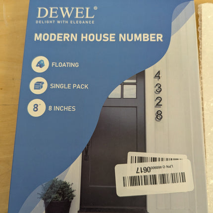 Dewell modern house number 8 inch (Number 1) brown