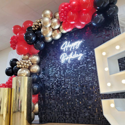 COKAOBE Black Shimmer Wall Backdrop, 36PCS Square Sequin Shimmer Backdrop Panel,