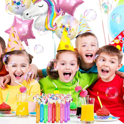 AFZMON 24 Unicorn Party Favors Bubble Wands for Kids, Rainbow Horse Mini Bubbles