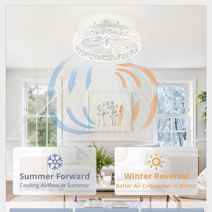 LEDIARY 20 Inch Low Profile Ceiling Fans with Lights and Remote, Fandelier Ceili