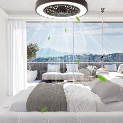 LEDIARY 20 Inch Low Profile Ceiling Fans With Lights, Led Bladeless Ceiling Fan,