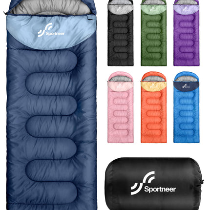 Sleeping Bag, Sportneer Sleeping Bags for Adults Kids 3 Seasons Warm Cold Weathe