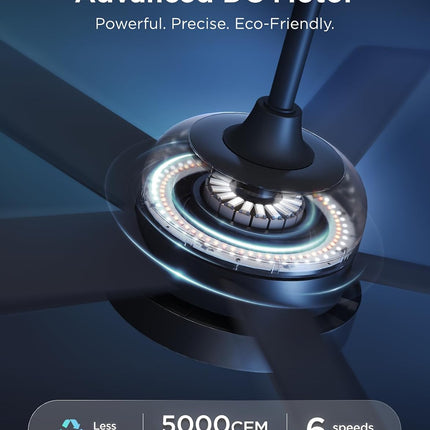 Govee RGBIC Smart Ceiling Fan with Lights and Remote, 52 inch Flush Mount, Reversible DC Motor, 5000 CFM, Alexa & Google