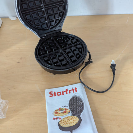 Starfrit Electric Waffle Maker - 7" Non-Stick Ceramic Cooking Surface - Scratch