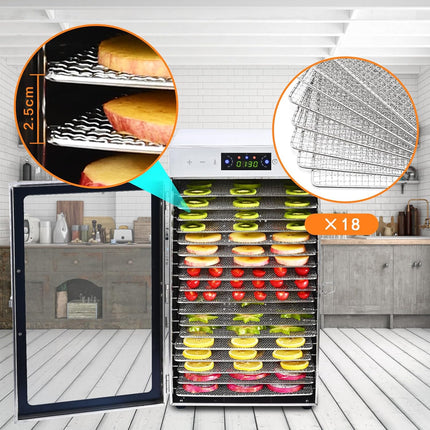 Food Dehydrator 18 Stainless Steel Trays, Food Dryer Machine for Beef Jerky, Mea